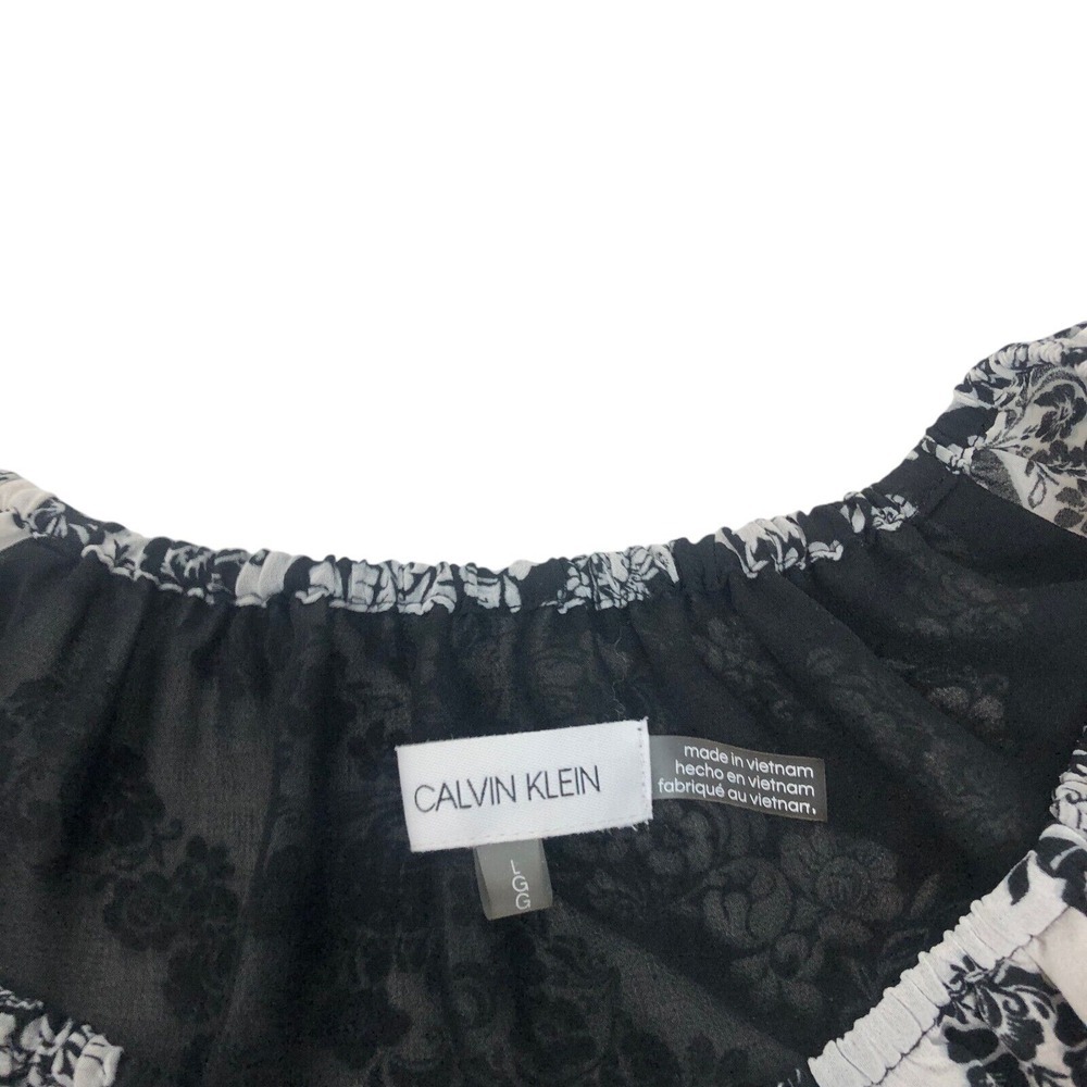 Calvin Klein Floral Bandana Print Top Shirt Size L Balloon Sleeve Boho Western - Picture 8 of 8